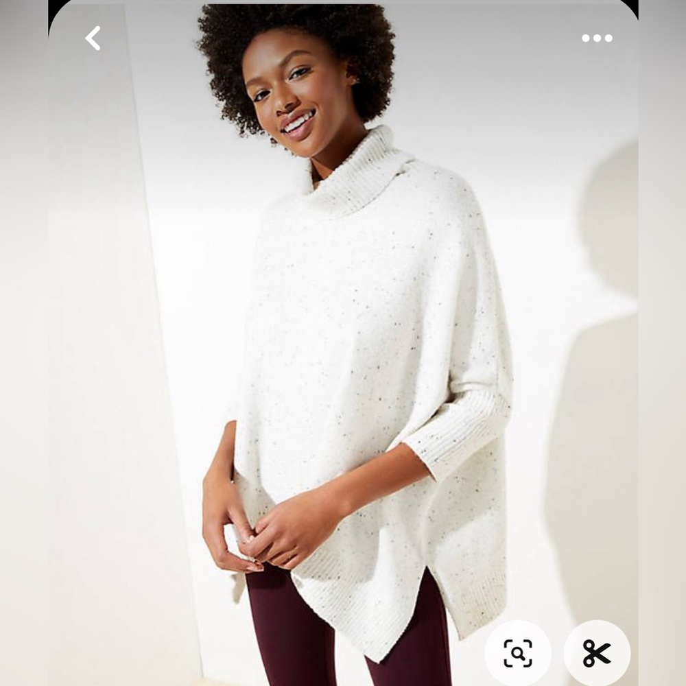 Loft Flecked Turtleneck Poncho Sweater